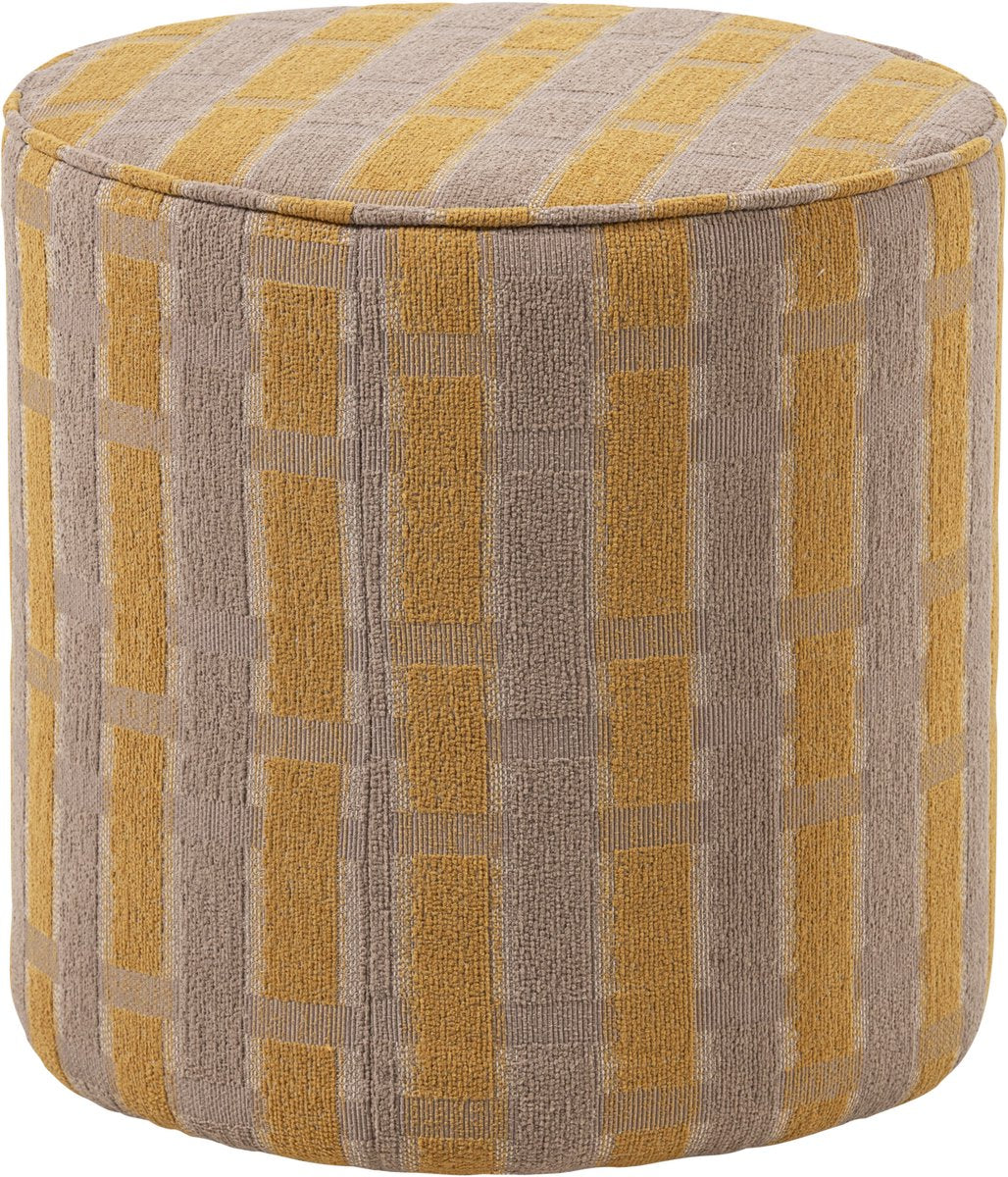 Woood sarli poef hoog dessin - chenille - taupe geel - 46x46x46