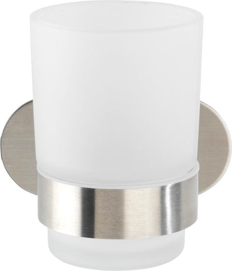 WENKO turbo-loc® Zahnputzbecher orea uno Edelstahl matt – Zahnbürstenhalter – Befestigung ohne Bohren – selbstklebend – 10 Jahre Garantie