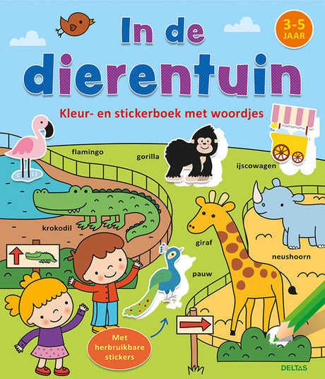 Deltas Farbe und Aufkleberbuch mit Worten - im Zoo