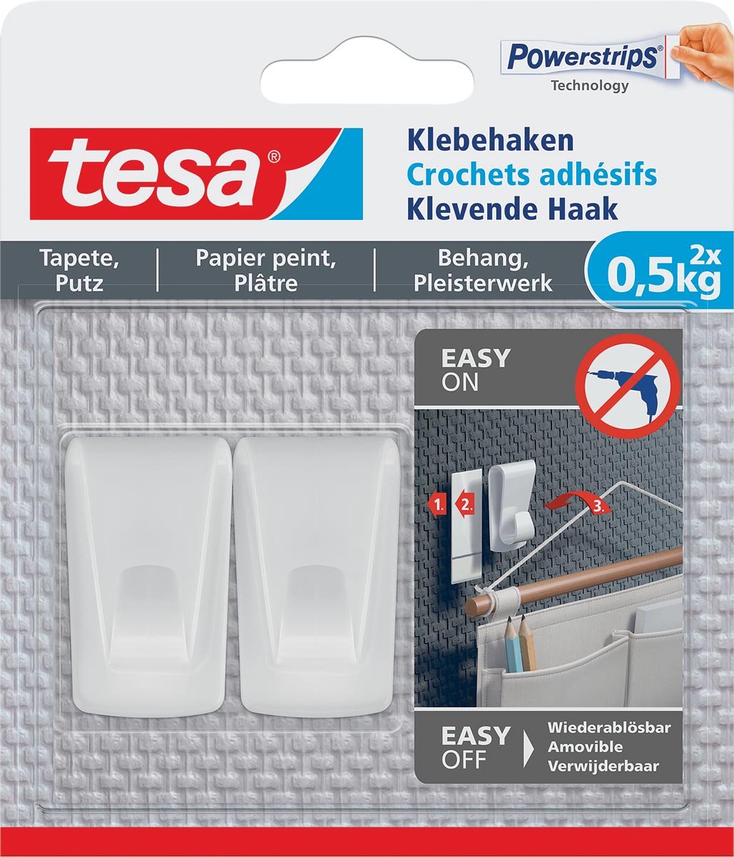 Tesa 1063382 - ® Klebehaken Tapeten und Putz 0,5 kg | 8 Stück
