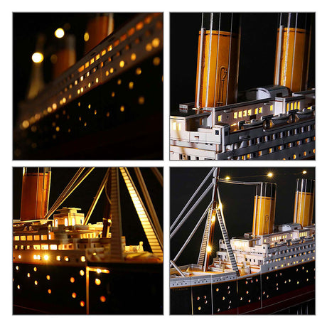 Kubisches lustiges 3D-Puzzle Titanic mit LED-Beleuchtung – 266 Teile.