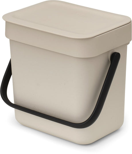 Brabantia Sort Go Abfallbehälter für die Arbeitsplatte – 3 Liter – sanftes Beige