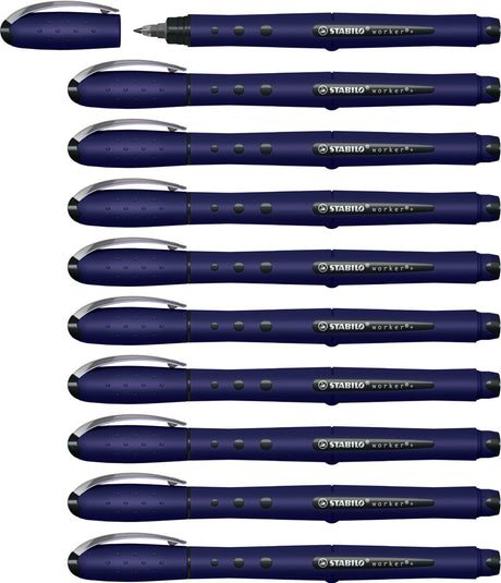 Stabilo worker+ - Tintenroller 0,5 mm - Naturfarben Wildblume - Ultramarinblau - Schachtel mit 10 Stück