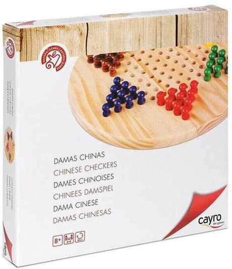Chinesische Dame Cayro – klassisches Sternenspiel aus Massivholz mit 60 farbigen Chips – Spielbrett 29 x 29 cm – 2–6 Spieler – Spielzeit 20 Minuten – ab 6 Jahren – Sammlung