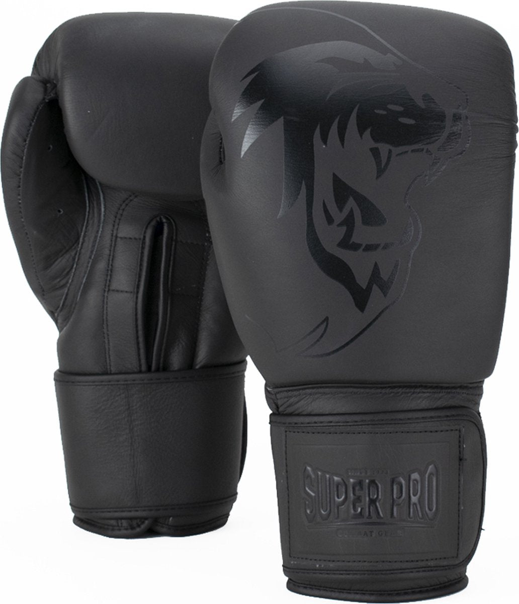 Super pro combat gear legend lederen (kick)bokshandschoenen grijs 18oz
