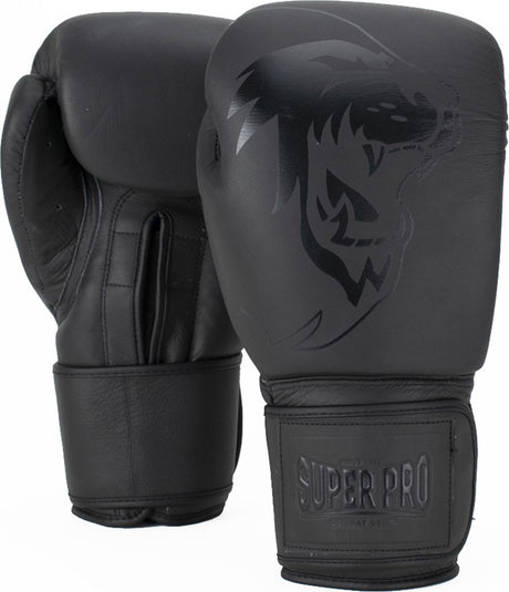 Super pro combat gear legend lederen (kick)bokshandschoenen grijs 18oz