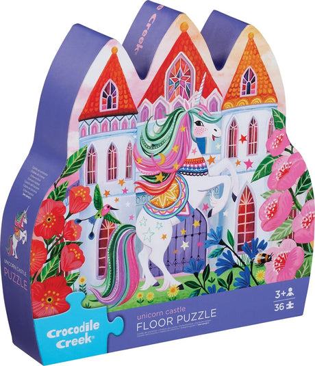 Crocodile creek unicorn castle puzzel – 36 stukjes – kinderpuzzel met magische eenhoorns en sprookjeskasteel – kleurrijke sprookjeswereld – grote stevige puzzelstukken – educatief speelgoed – geschikt vanaf 3 jaar