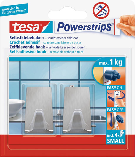 Tesa Steckdosenleistenhaken – 2x – Metall – klein – abnehmbar