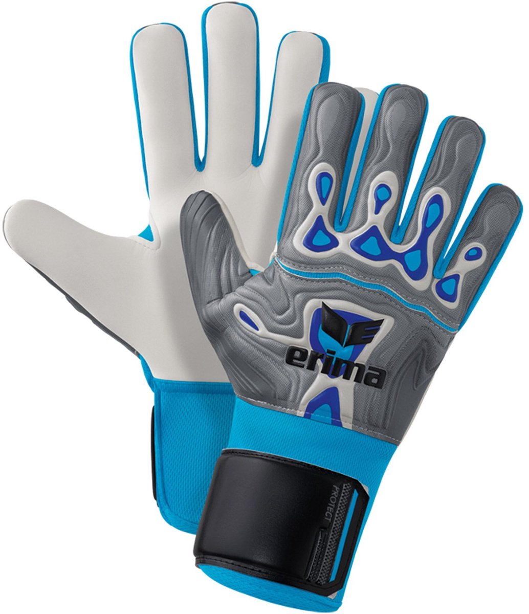 Erima Flex-Ray Protect Torwarthandschuhe Kinder - Grau Blau | Größe: 4