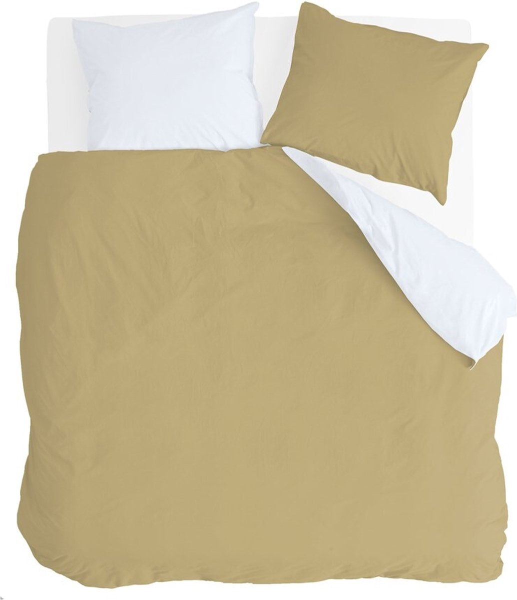 Byrklund dekbedovertrek side way - 240x220 - 100% katoen - okergeel wit