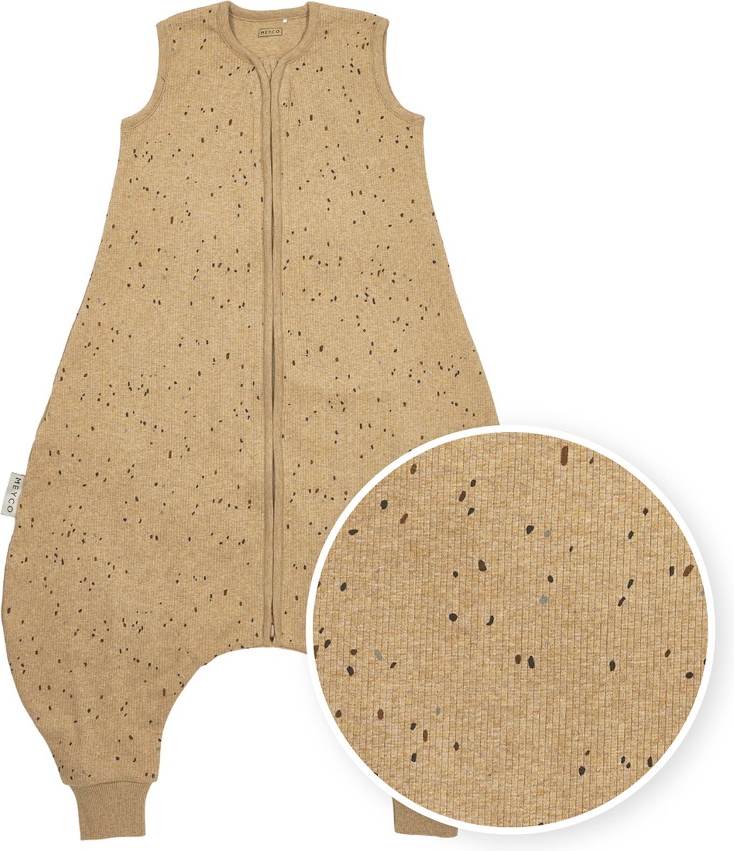 Meyco Baby Rib Mini Spot Baby-Sommer-Schlafoverall-Pullover – Toffee Melange – 92 cm – 0,5 Tog