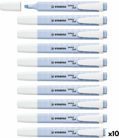 Stabilo swing cool - markeerstift - perfect voor onderweg - pastel - babyblauw - doos 10 stuks