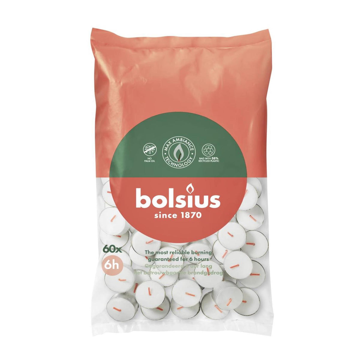 Bolsius Teelicht 6 Stunden Beutel 60 | 6 Stück