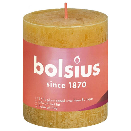 Bolsius rustikale Stumpenkerze 80 68 Ocker