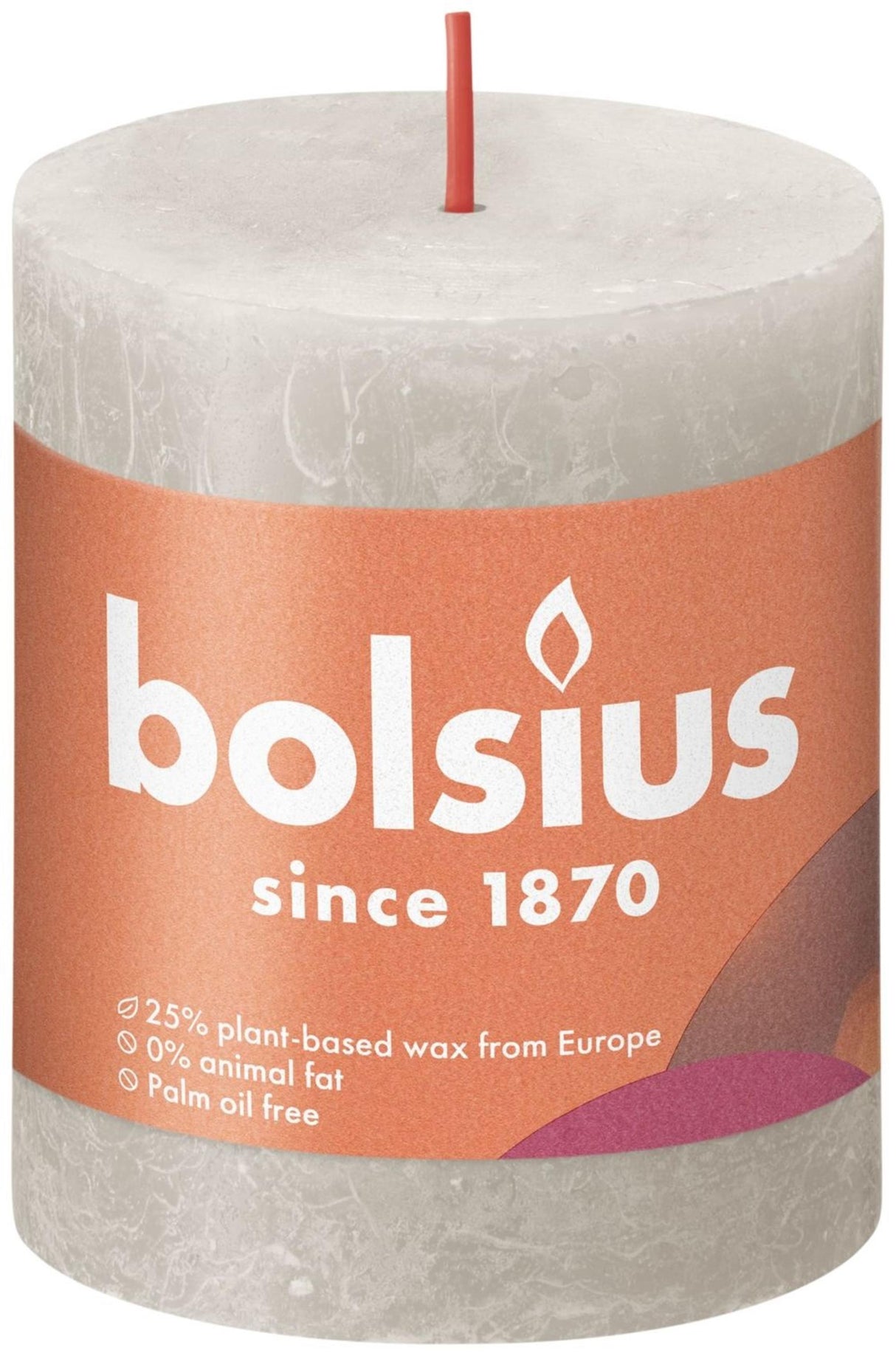 Bolsius rustikale Stumpenkerze 80 68 grau