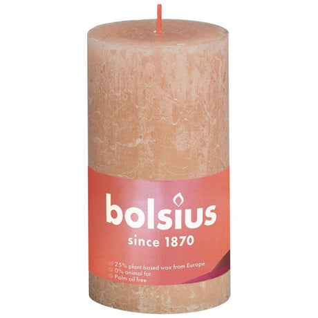 Bolsius Stumpenkerze rustikal neblig rosa 130x68 mm | 4 Stück