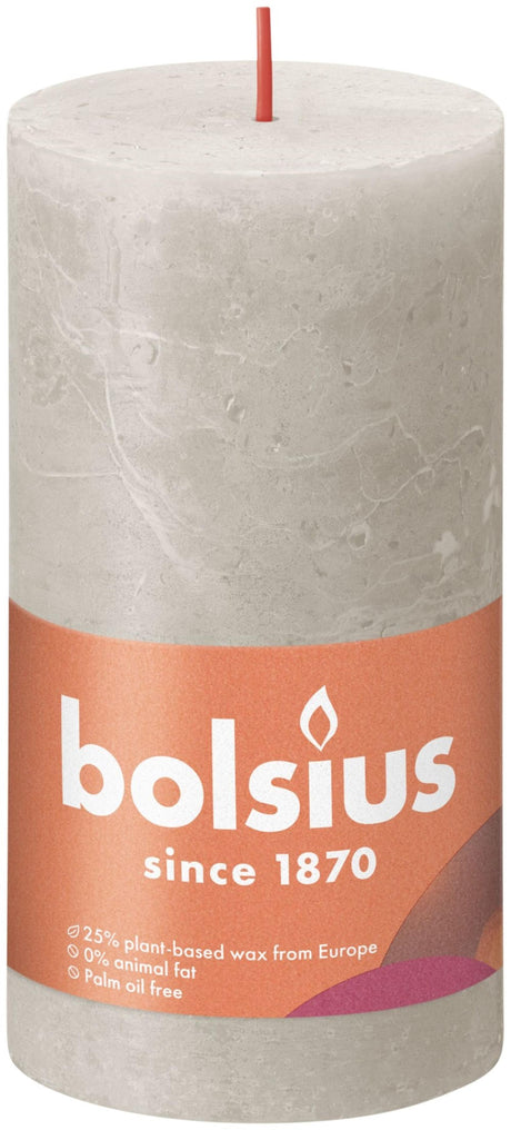 Bolsius rustikale Stumpenkerze 130 68 grau