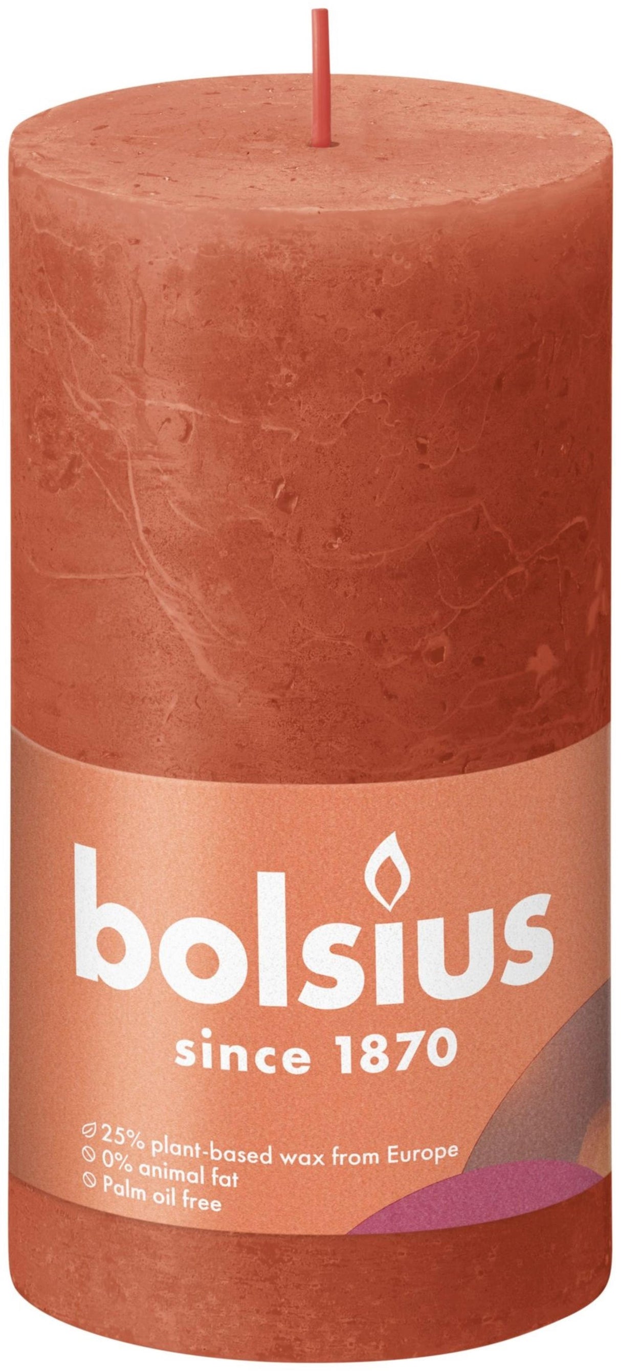 Bolsius Stumpenkerze rustikal 13x6,8 cm erdiges Orange