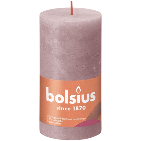 Bolsius Shine Collection rustikale Stumpenkerze 130 68 Ash Rose – Ash Pink