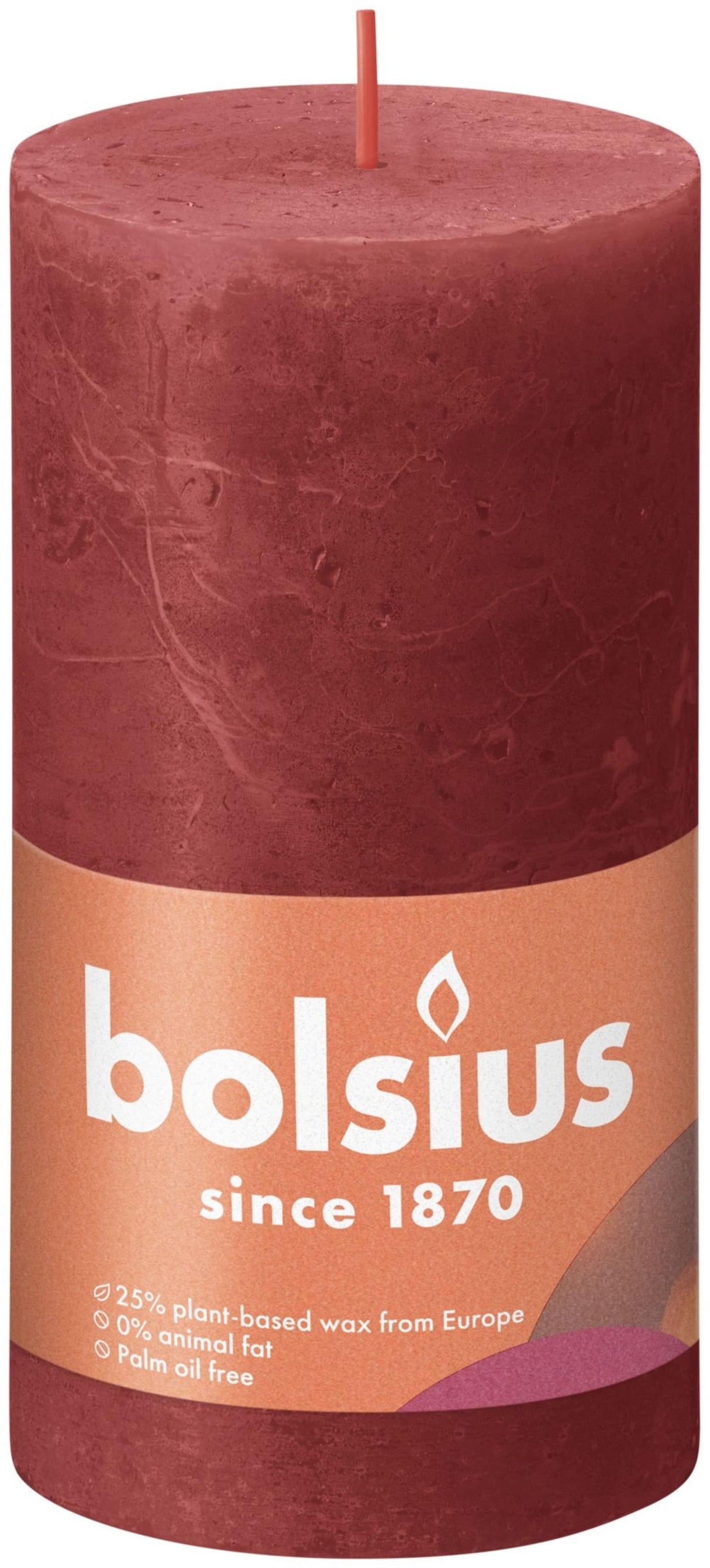 Bolsius rustikale Stumpenkerze 130 68 rot