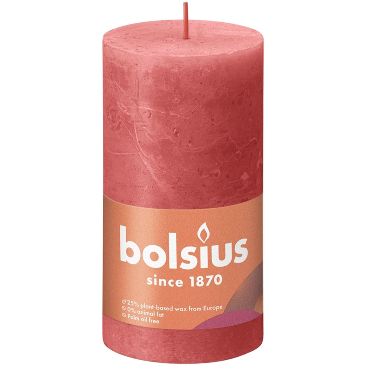 Bolsius Stumpenkerze rustikal 130 x 68 cm blütenrosa | 4 Stück