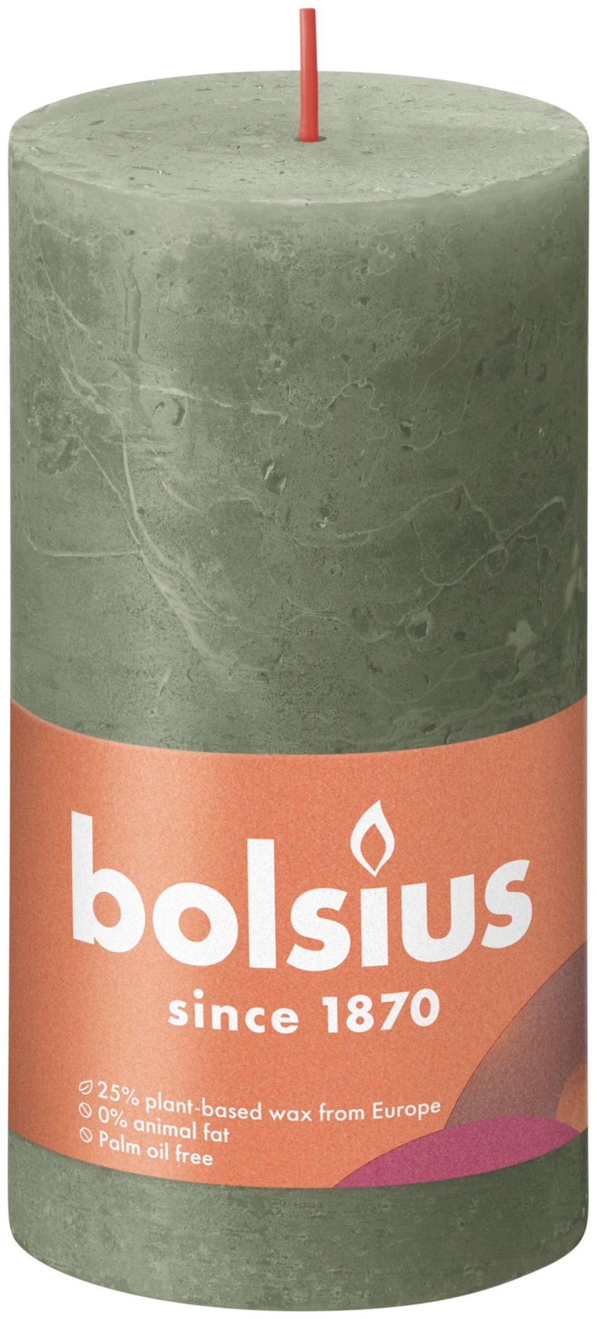Bolsius rustikale Stumpenkerze 130 68 oliv