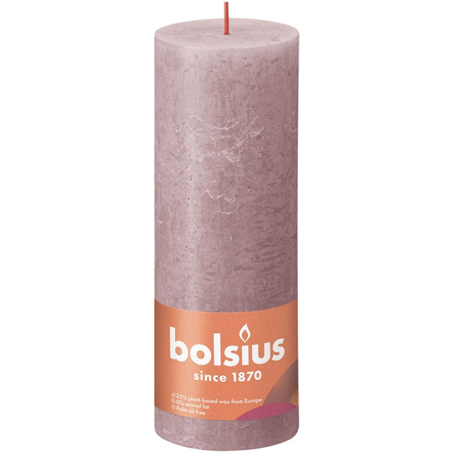 Bolsius Shine Collection rustikale Stumpenkerze 190 68 Ash Rose – Ash Pink