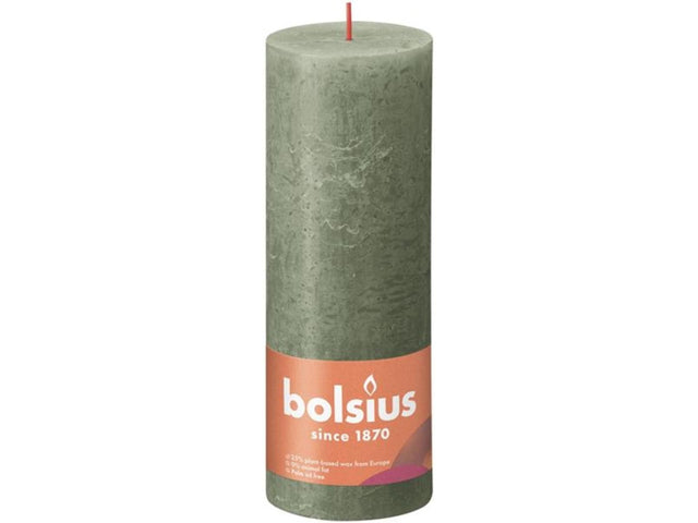 Bolsius rustikale Stumpenkerze 190 68 frische Olive – frische Olive