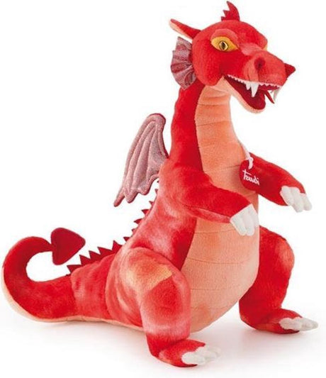 Trudi - knuffel draak fantasy red dragon 40 cm - handgemaakt in italie - luxe pluche - knuffeldier voor jongens en meisjes - rood