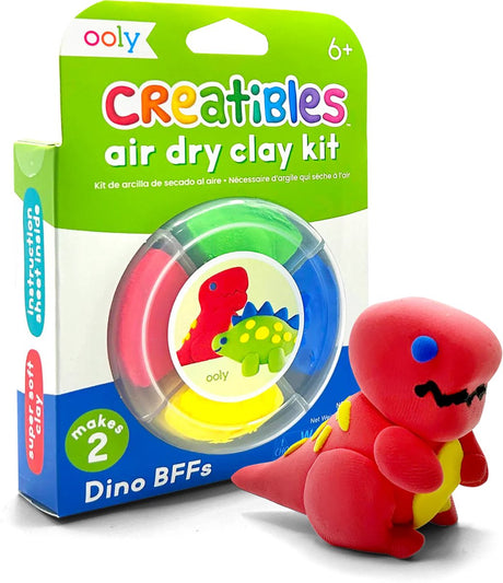 Ooly – Creatibles – Mini-Lufttrocknungs-Ton-Set – Dino-Freunde – 4 Farben