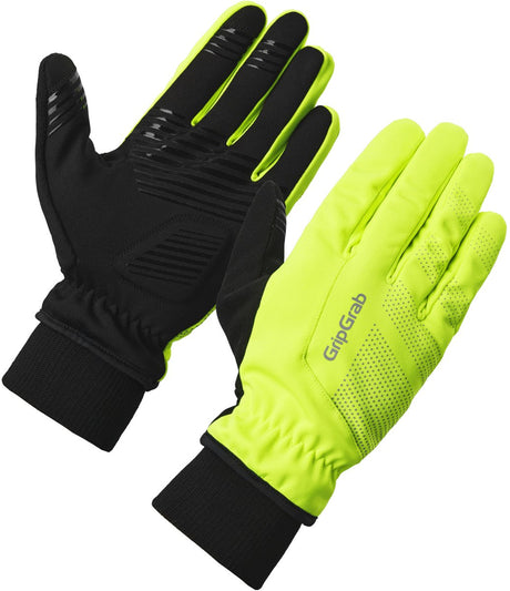 Gripgrab - ride 2 winddichte winter fietshandschoenen met padding gevoerde thermo wielerhandschoenen - geel hi-vis - unisex
