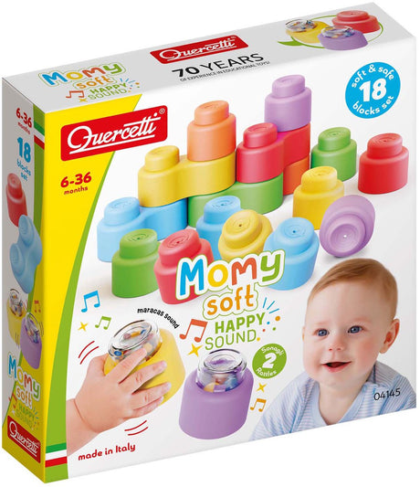 Quercetti Bausteine ​​Babyspielzeug mit Sound – 18 Stück.