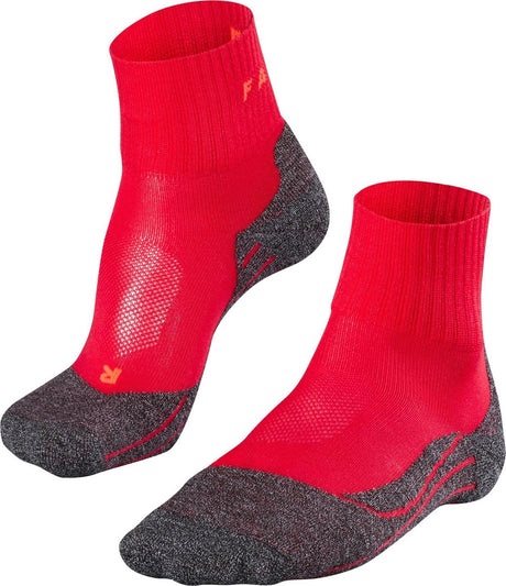 Falke TK2 Cool Short Anti-Blister Wandersocken aus dickem Lyocell-Funktionsmaterial Damen Rot – Größe 35-36
