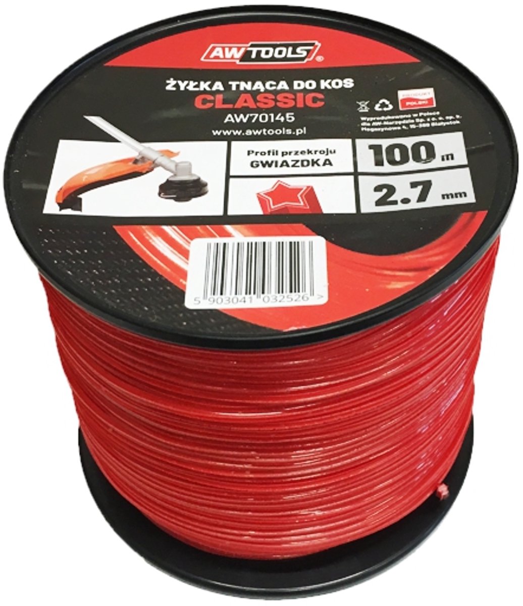 Awtools aw-tools classic – stervormig maai draad – 2,4mm x 100m – nylon – professioneel gebruik