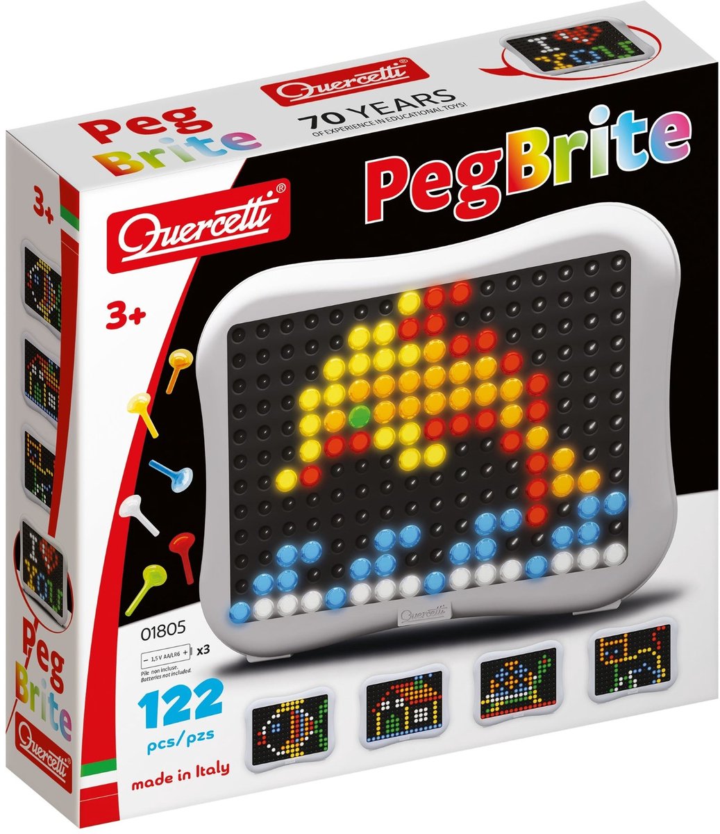 Quercetti Peg Brite Mosaik LED Junior 122-teilig