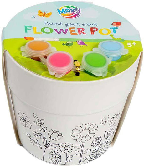 Kreative Bastelgruppe: Blumentopf selbst bemalen – inkl. 4 Malfarben 1 Pinsel