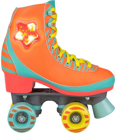 Nijdam Rollschuhe – LED-Sternzebra – fluoreszierendes Orange – Größe 37 38