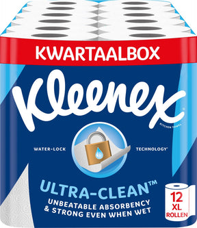 Kleenex Küchenpapier – Küchenrolle Ultra Clean – 12 Maxi-XL-Rollen – Vorteilspackung