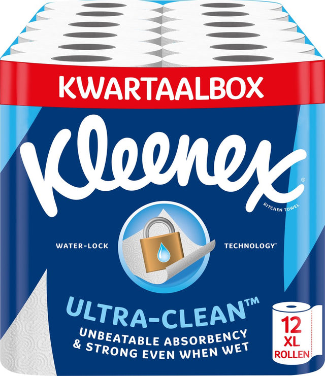 Kleenex Küchenpapier – Küchenrolle Ultra Clean – 12 Maxi-XL-Rollen – Vorteilspackung