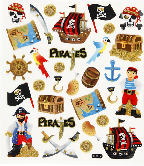 Creativ Company Piratenaufkleberbogen mit farbigen Piratenaufklebern