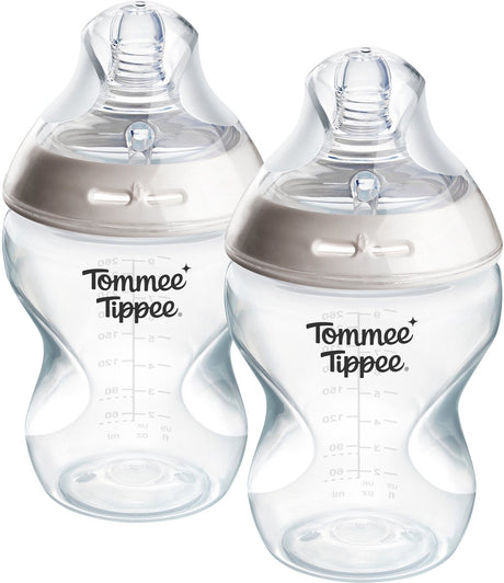 Tommee Tippee Natural Start Babyflaschen – Set mit 2 x 260 ml Babyflaschen – niedrige Fließgeschwindigkeit – 0 m+