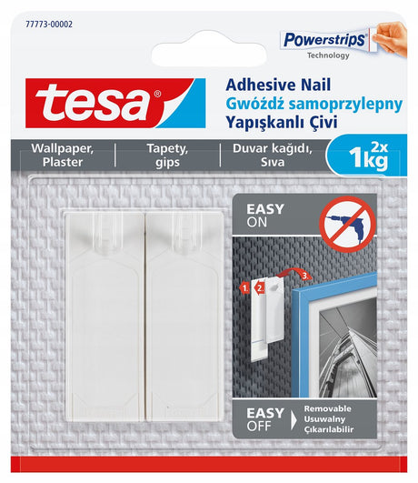 Tesa - Selbstklebender Nagel - Tapetenpflaster - 1 kg - Weiß