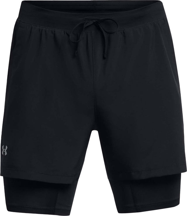 Under Armour UA Launch 5'' 2-in-1 Shorts-BLK Herren-Sporthose – Schwarz – Reflektierend