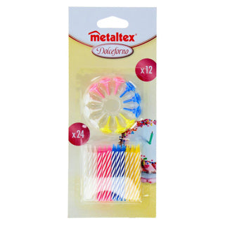 Metaltex Kuchenkerzen 24 Stück und 12 Halter | 6 Stück