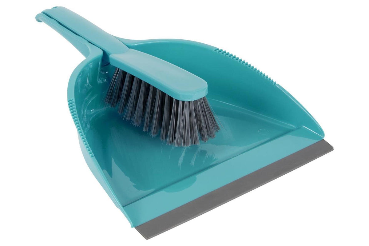 Luva Kehrschaufelset Kunststoff türkis mit Gummilippe 23x21cm