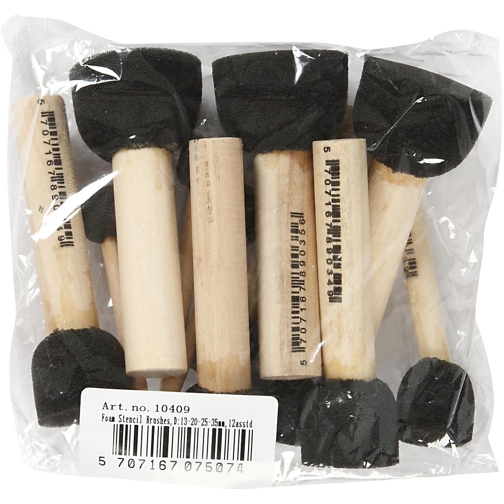 Creativ Company Schaumstoff-Tamponstäbchen, L: 9-10 cm, D 13+20+25+35 mm, 12 Stück 1 Box