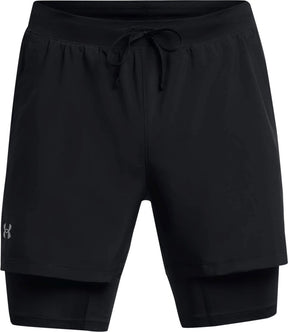 Under armour ua launch 5'' 2-in-1 shorts-blk heren sportbroek - zwart - reflecterend xxl