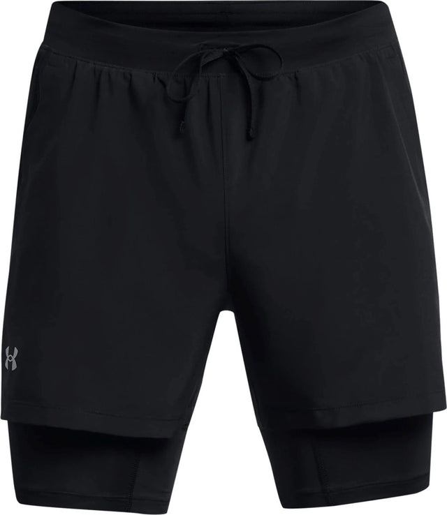 Under armour ua launch 5'' 2-in-1 shorts-blk heren sportbroek - zwart - reflecterend xxl