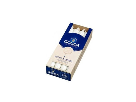 Gouda-Kronenkerzen 24x2,4 cm 8 Stück weiß
