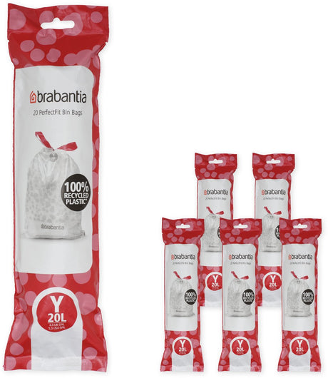 Brabantia Perfectfit Müllsäcke – 20 l – Code Y – 6 Rollen x 20 Stück